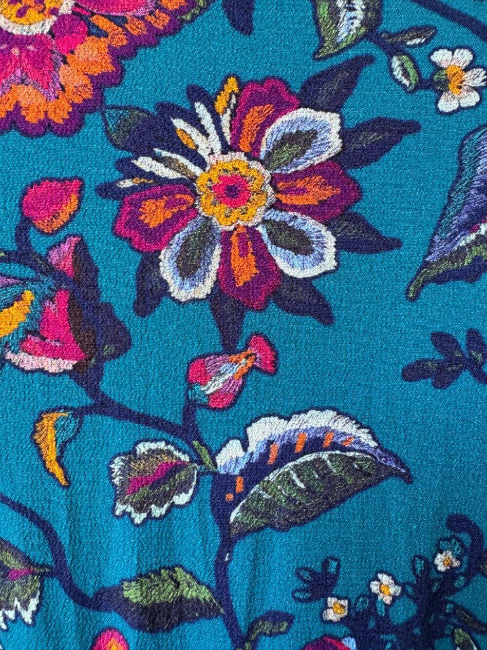 Soft Surroundings Allene Teal Floral Boho Tiered Maxi Dress in Women's Large - Picture 11 of 12